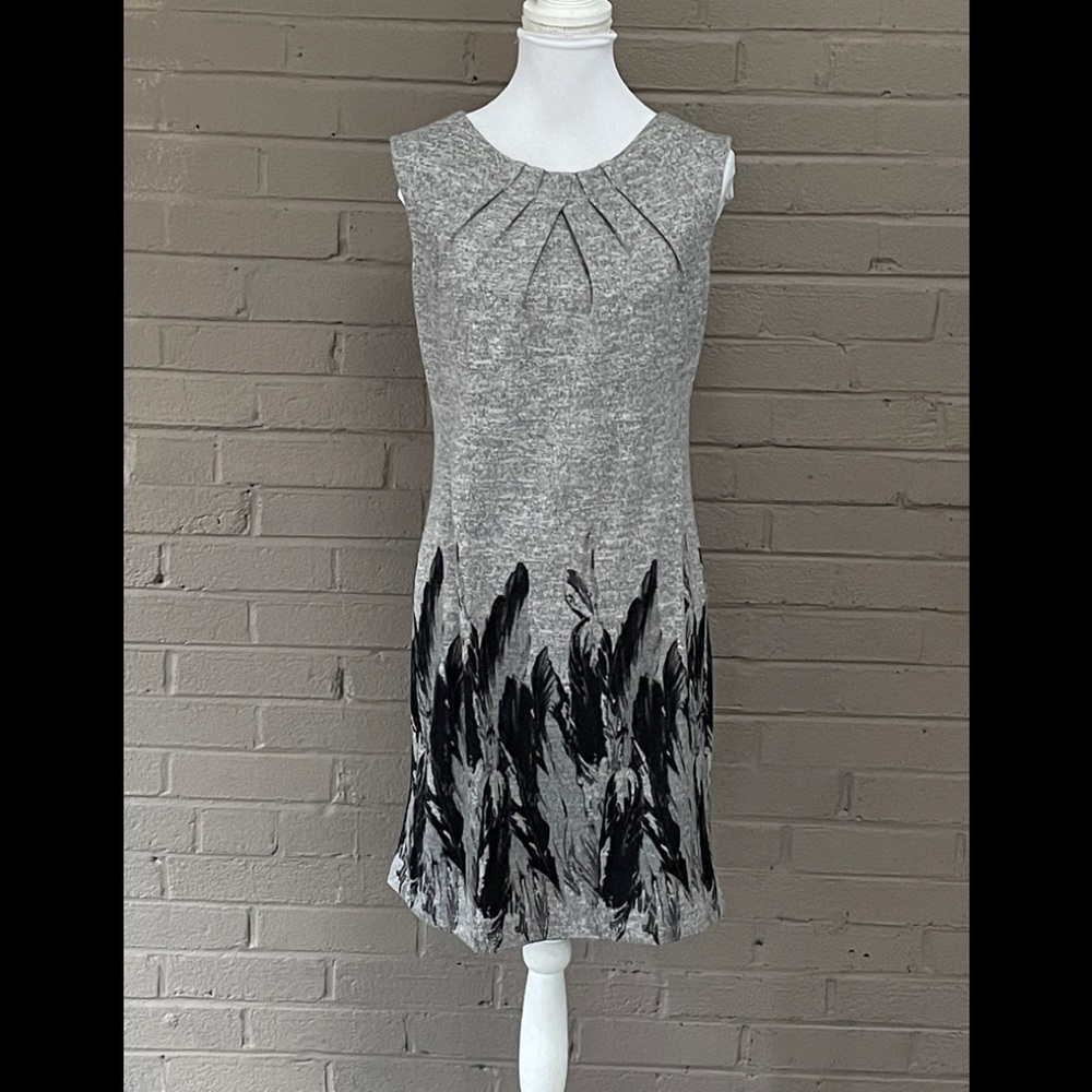 Jonathan Martin Gray abstract leaf print dress M